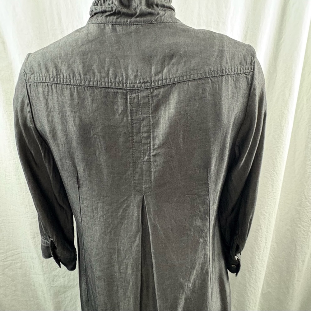 Akela Key Dark Charcoal Gray 3/4 Sleeve Tunic Style Button Down Top 42 - Picture 7 of 11